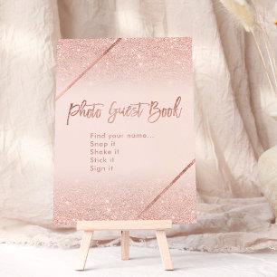 Rose gold glitter typography blush pink sign invitation