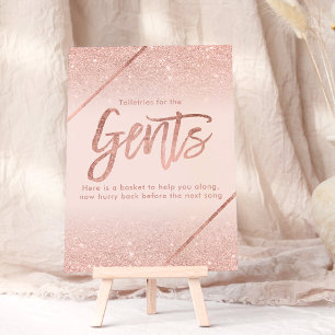 Rose gold glitter typography blush pink sign invitation