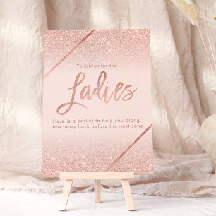 Rose gold glitter typography blush pink sign invitation