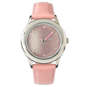 Rose Gold Glitter Watch with Custom Text
