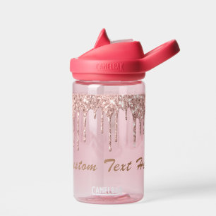 Rose Gold Glitter Water Bottle with Custom Text