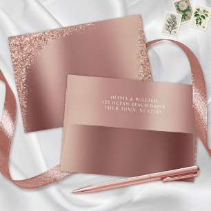 Rose Gold Glitter Wedding Envelope