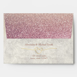 Rose Gold Glitter Wedding Envelope