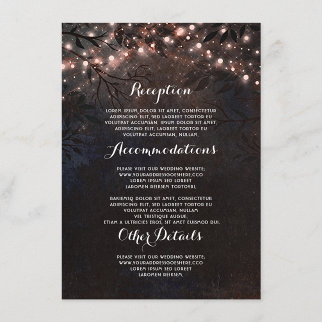 Rose Gold Glitter Wedding Information Guest Enclosure Card (Front)