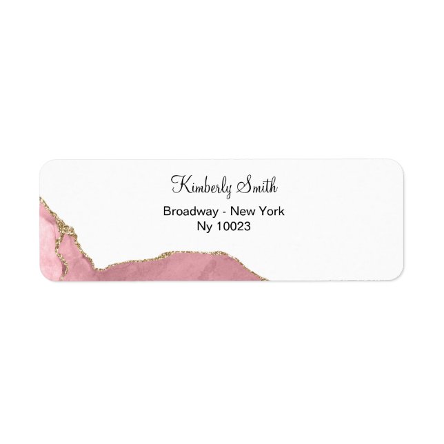 Rose Gold Glitter Wedding Return Address (Front)