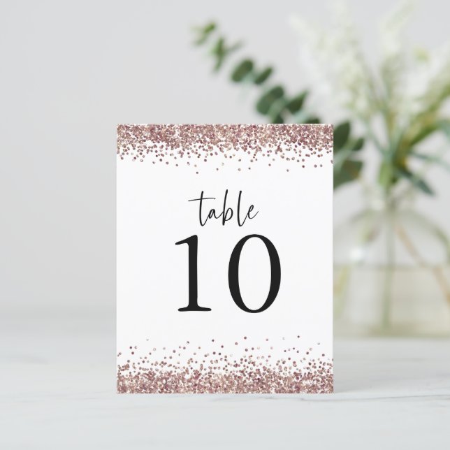 Rose Gold Glitter Wedding White Table No (Standing Front)