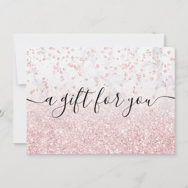 rose gold glitter white marble  gift certificate (Front)