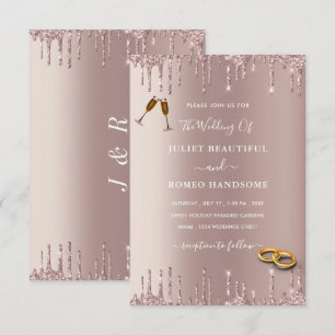 Rose Gold Glitter Your Design Wedding Invitation