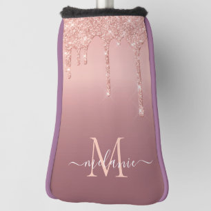 Rose Gold Glitter Your Letter Name Golf Head Cover