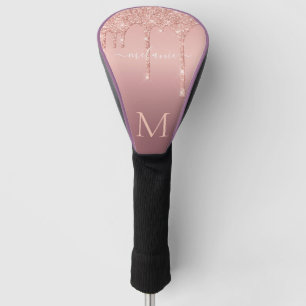 Rose Gold Glitter Your Letter Name Golf Head Cover