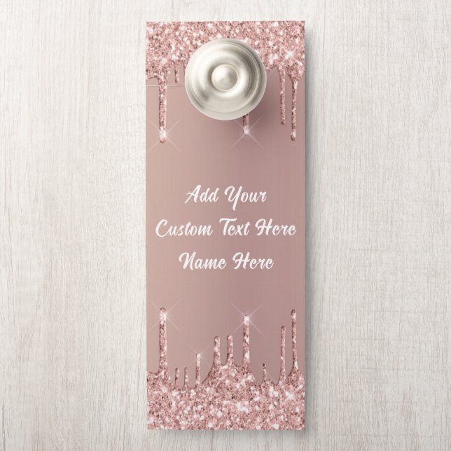 Rose Gold Glitter Your Text Name Door Hanger (On Knob)