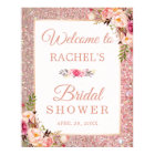 Rose Gold Glitters Floral Bridal Shower Sign