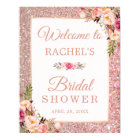 Rose Gold Glitters Floral Bridal Shower Sign