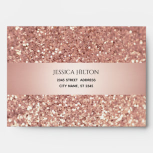 Rose gold Glittery elegant modern  stripe envelope