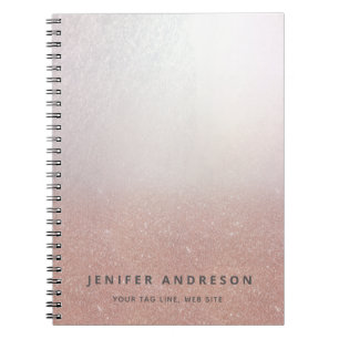 Rose gold glittery ombre modern notebook
