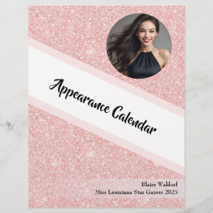 Rose Gold Glitz Pageant Binder Calendar Page