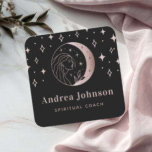Rose Gold Goddess & Mystic Moon Celestial Energy Square Business Card