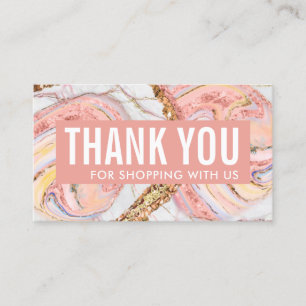 Rose Gold & Gold Geode Marble Business Thank You Business Card