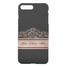 Rose Gold Gradient Metal Floral Frame on Black