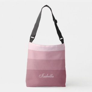 Rose Gold Gradient Stripes & Calligraphy Crossbody Bag