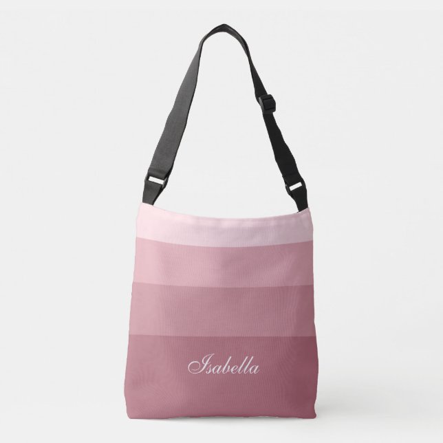 Rose Gold Gradient Stripes & Calligraphy Crossbody Bag (Front)