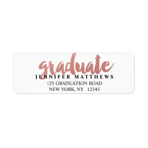 Rose Gold Graduate Graduation Address Label