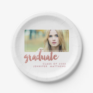 Rose Gold Graduate Graduation Paper Plate
