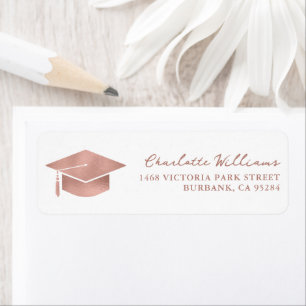 Rose Gold Graduation Hat Script Return Address