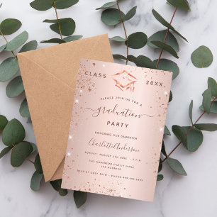 Rose gold graduation party blush pink 2025 invitation