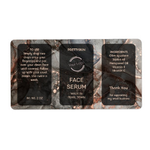 Rose Gold Gray Glitter Serum Label