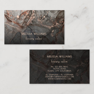 Rose Gold Gray Ink Marble  Business Card