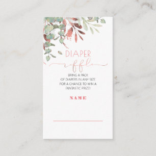 Rose Gold Greenery Baby Shower Diaper Raffle Enclosure Card