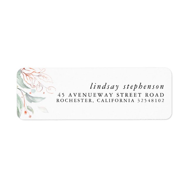 Rose Gold Greenery Elegant Modern Label (Front)
