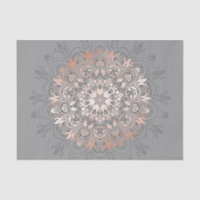 Rose Gold Grey Floral Mandala Tissue Paper (Front)