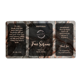 Rose Gold Grey Glitter Serum Label