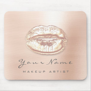 Rose Gold Grey Grey Metallic Name Makeup Lips Kiss Mouse Pad