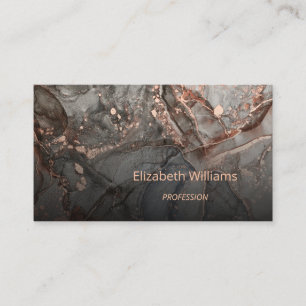 Rose Gold Grey Ink Marble Scan QR Code Business Card