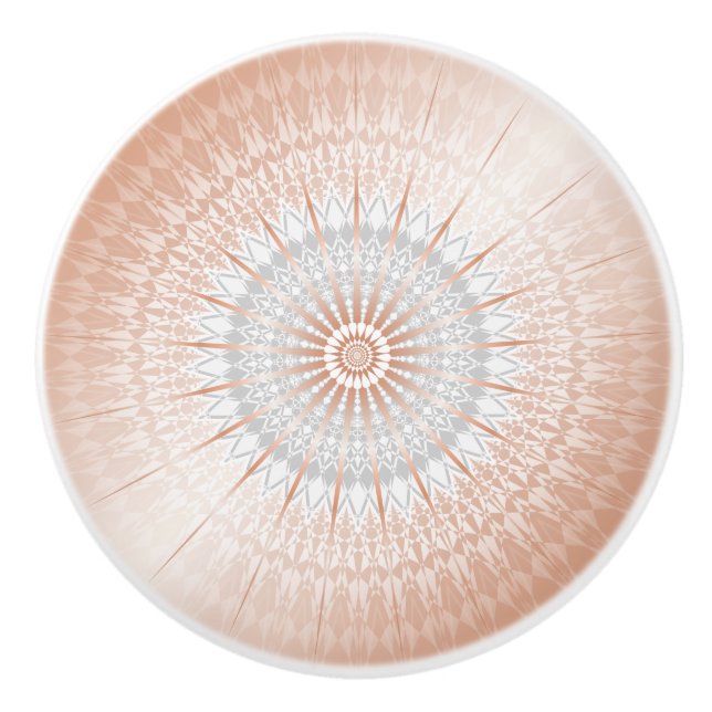 Rose Gold Grey Mandala Ceramic Knob (Front)