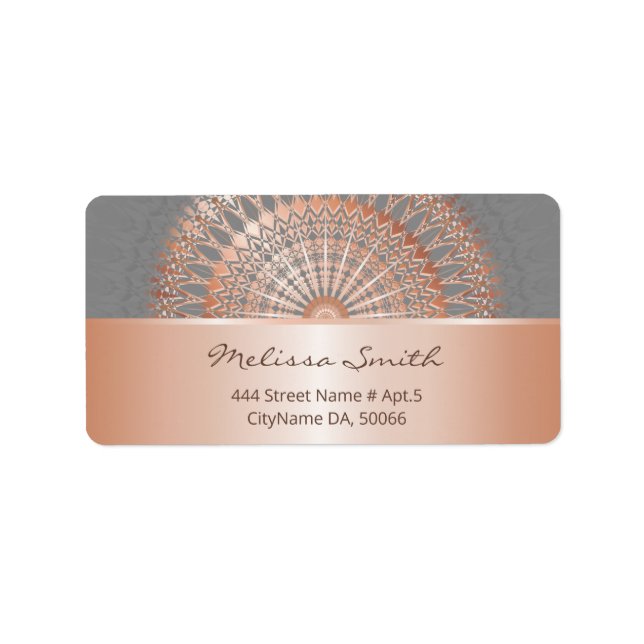 Rose Gold Grey Mandala Label (Front)