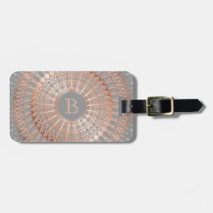 Rose Gold Grey Mandala Monogram Luggage Tag