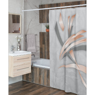 Rose Gold Grey Marble Abstract Art Shower Curtain
