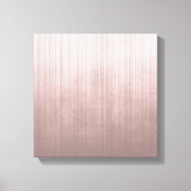 Rose Gold Grey White fibre striped rustic abstract Canvas Print (Front)