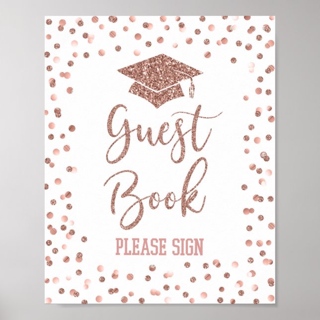 Rose Gold Guest Book Graduation Sign (Front)