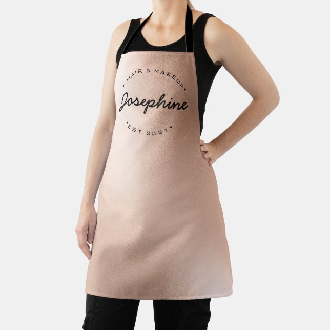 Rose Gold Hair and Makeup business typography Apron (Insitu)