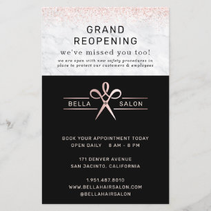 Rose Gold Hair Salon Grand Reopening Covid Safety Flyer