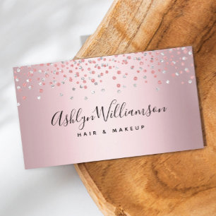 Rose gold hair salon makeup artist modern trendy business card