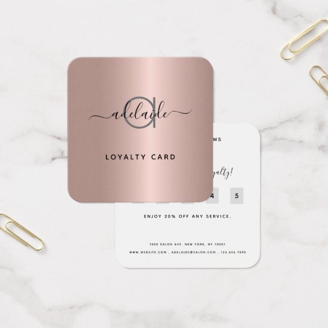 Rose Gold Hair Stylist Makeup Artist Loyalty Card (Office)