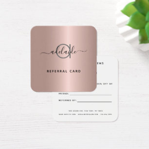 Rose Gold Hair Stylist Makeup Artist Referral Card