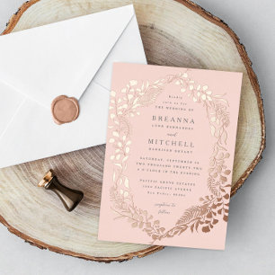 Rose Gold Hand-drawn Fern Eucalyptus Wedding