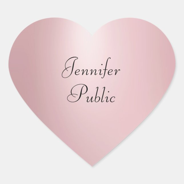 Rose Gold Hand Script Elegant Template Modern Heart Sticker (Front)